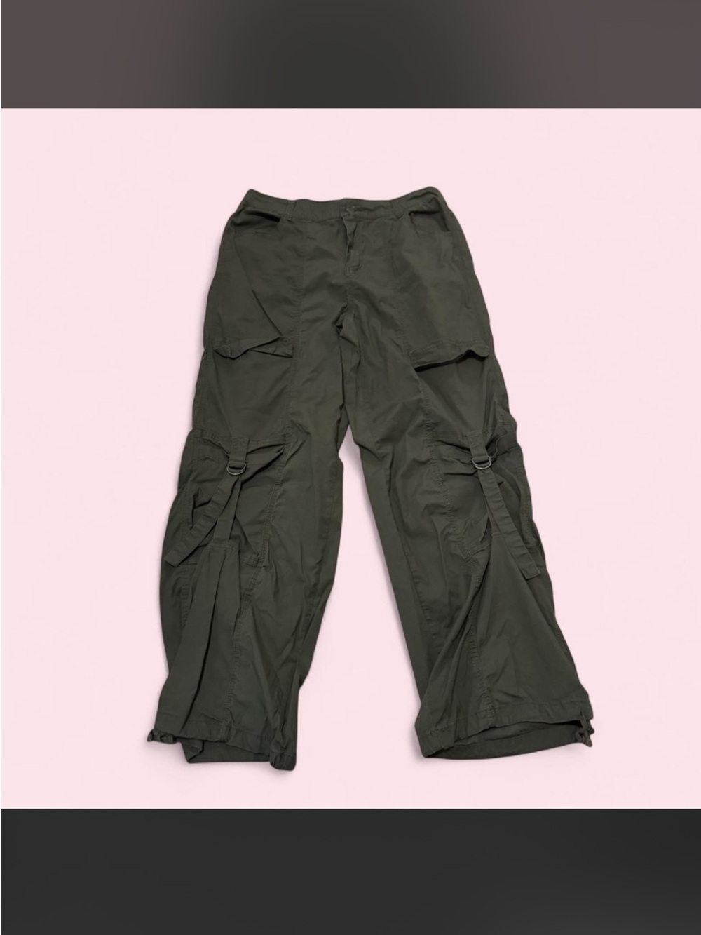 No Boundaries Olive Green Cargo Pants with Side Strap Rings